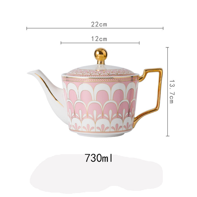 Dzbanek do herbaty Europa z luksusowej porcelany kostnej - 730ml, ceramiczny dzbanek ze zestawem parzenia herbaty, idealny do biura i domu - Wianko - 1