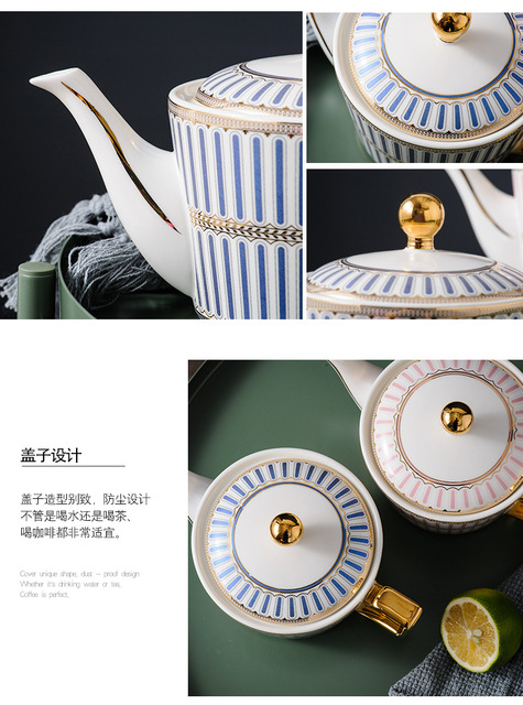 Dzbanek do herbaty Europa z luksusowej porcelany kostnej - 730ml, ceramiczny dzbanek ze zestawem parzenia herbaty, idealny do biura i domu - Wianko - 16