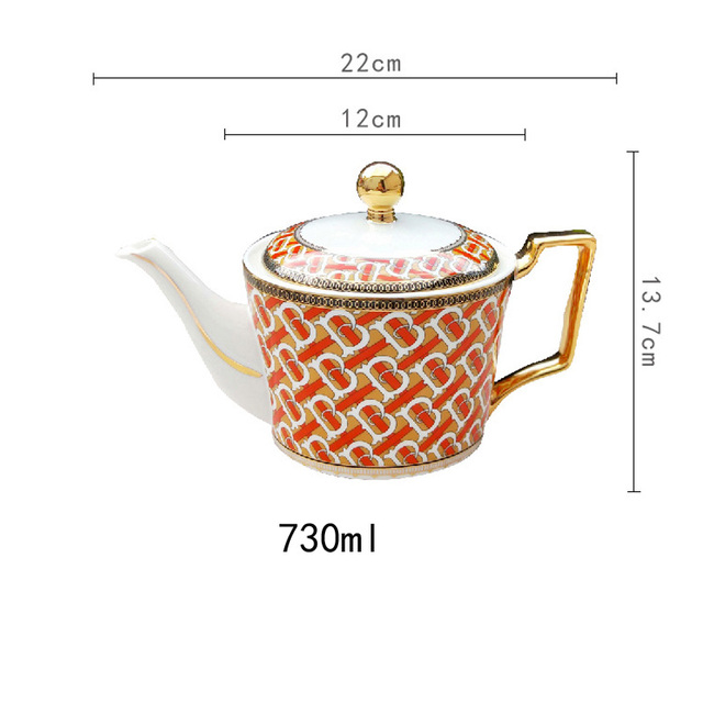 Dzbanek do herbaty Europa z luksusowej porcelany kostnej - 730ml, ceramiczny dzbanek ze zestawem parzenia herbaty, idealny do biura i domu - Wianko - 7