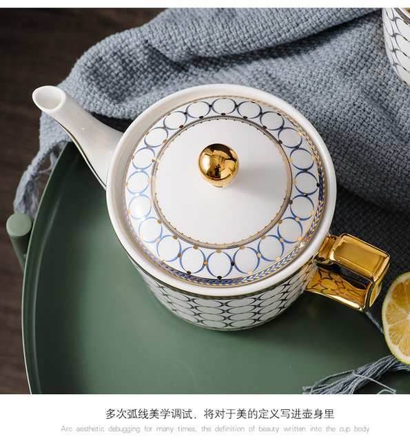 Dzbanek do herbaty Europa z luksusowej porcelany kostnej - 730ml, ceramiczny dzbanek ze zestawem parzenia herbaty, idealny do biura i domu - Wianko - 10