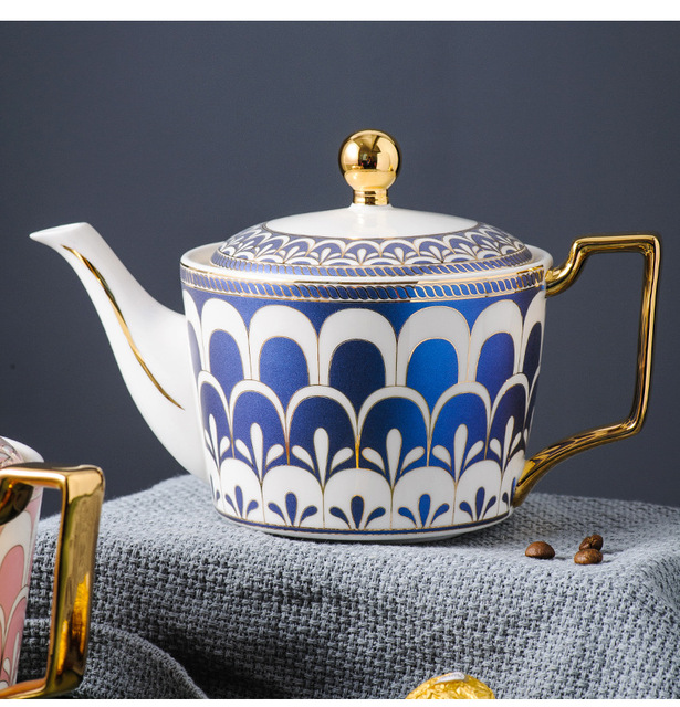 Dzbanek do herbaty Europa z luksusowej porcelany kostnej - 730ml, ceramiczny dzbanek ze zestawem parzenia herbaty, idealny do biura i domu - Wianko - 22