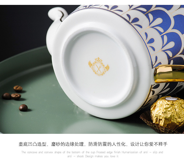 Dzbanek do herbaty Europa z luksusowej porcelany kostnej - 730ml, ceramiczny dzbanek ze zestawem parzenia herbaty, idealny do biura i domu - Wianko - 26