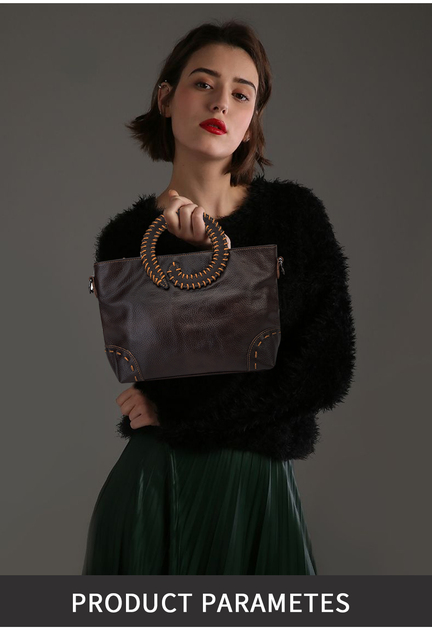 Luksusowa torebka damskich zakupów na ramię wykonana z naturalnej skóry ziarna - 258 - Wianko - 2