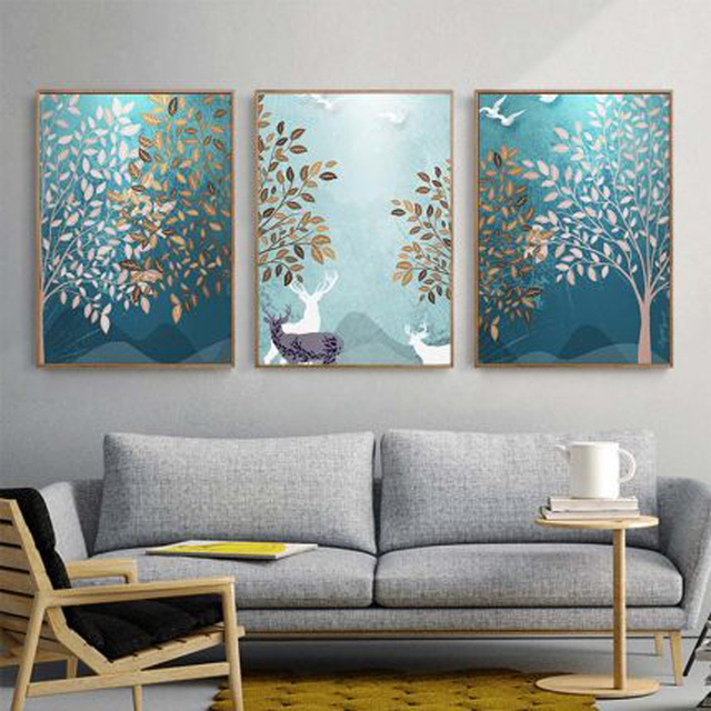 Plakat i obraz na płótnie Skandynawski las i jelenie - dekoracja do salonu i wnętrza domu - Wianko - 8
