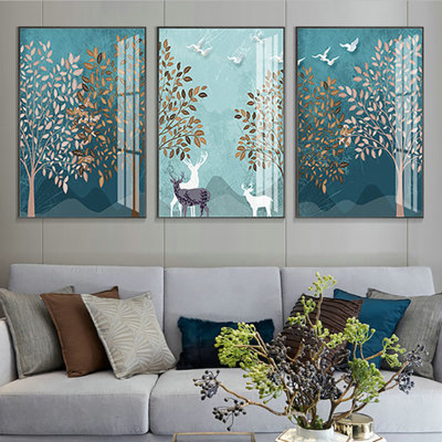Plakat i obraz na płótnie Skandynawski las i jelenie - dekoracja do salonu i wnętrza domu - Wianko - 2