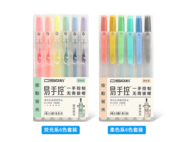Wielokrotnego napełniania fluorescencyjny zakreślacz w pastelowych kolorach z wysuwaniem długopisem - dla rysowania, podkreślania, doodlingu i kolorowania - Wianko - 2