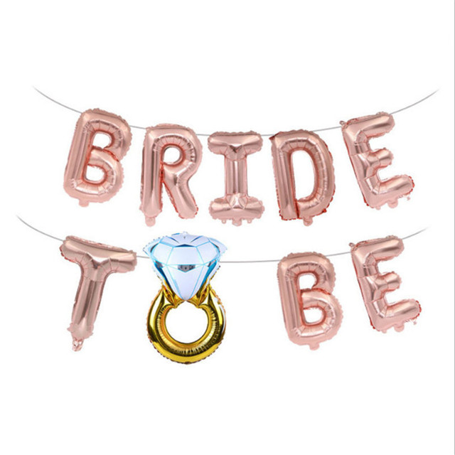 16-calowa różowo-złota dekoracja balonowa dla Panny Młodej na ślub z diamentowym pierścionkiem - do ozdoby przyjęcia panieńskiego i wieczoru kawalerskiego - S - Wianko - 2
