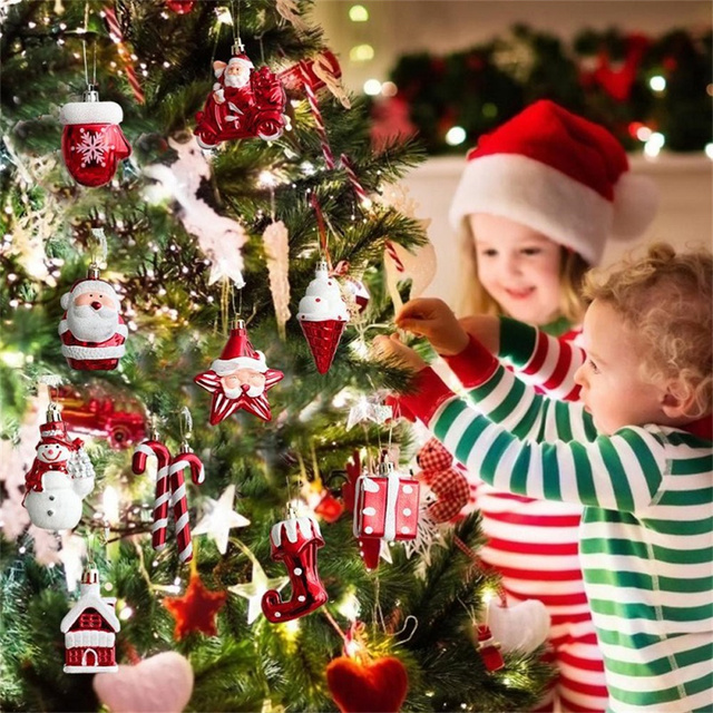 Choinka bożonarodzeniowa 2022 - 2 sztuki, zawieszana, piłka, buty, śnieżek, płaszcz Mikołaja - dekoracje na Boże Narodzenie i Nowy Rok - Wianko - 2