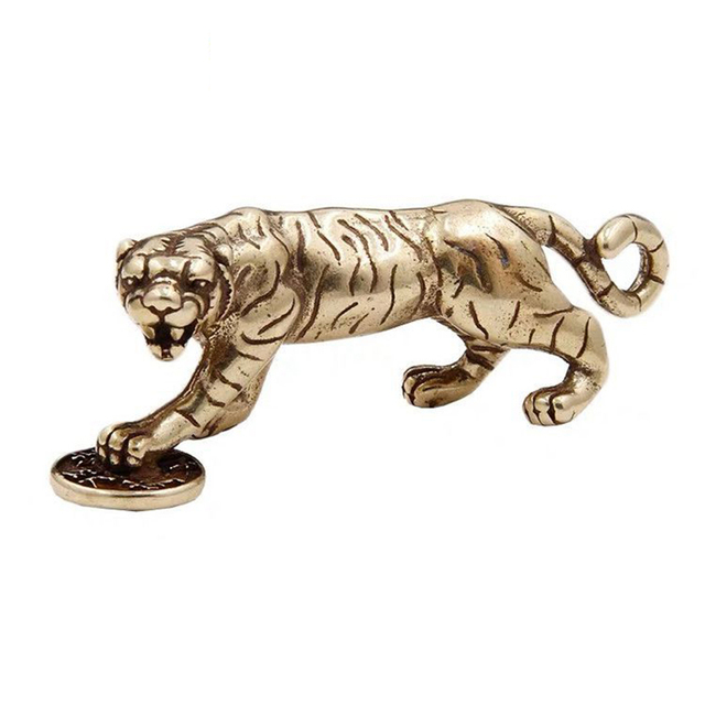 Naszyjnik tygrys z mosiądzu w stylu retro z wisiorkiem klucza i obrączką, idealny na prezent, w skórzanej torbie z łańcuchem DIY - 51mm (2) - Wianko - 3