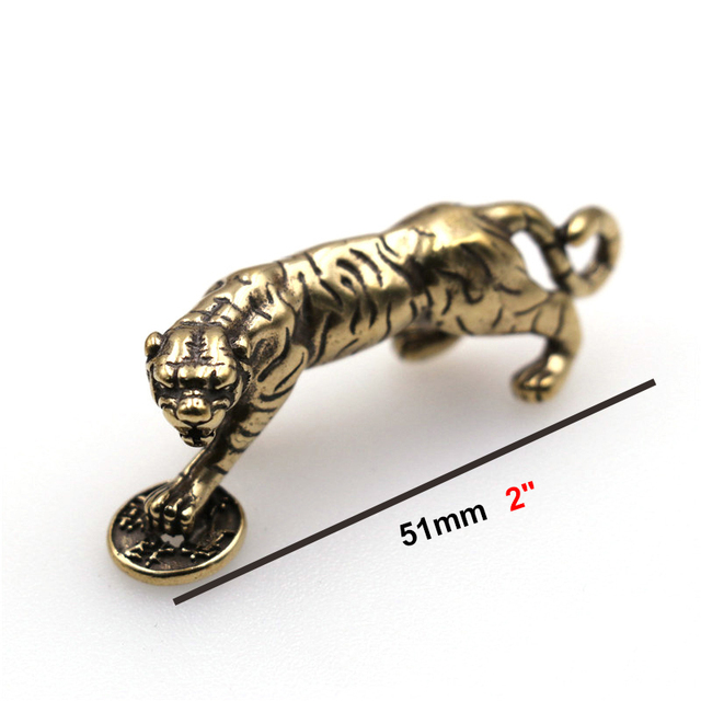 Naszyjnik tygrys z mosiądzu w stylu retro z wisiorkiem klucza i obrączką, idealny na prezent, w skórzanej torbie z łańcuchem DIY - 51mm (2) - Wianko - 2