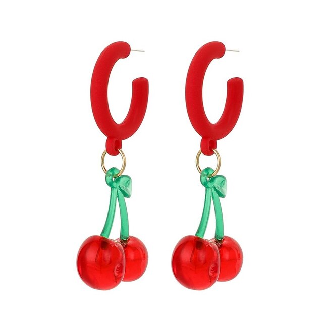 Kolczyki wiszące U-magical INS Fashion przezroczyste Arcylic Fruit Red Cherry dla kobiet w kształcie litery C - Wianko - 5
