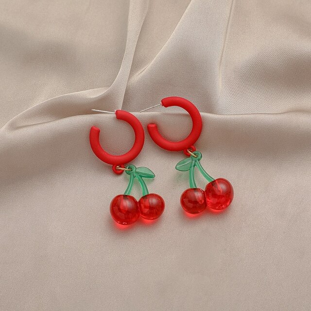 Kolczyki wiszące U-magical INS Fashion przezroczyste Arcylic Fruit Red Cherry dla kobiet w kształcie litery C - Wianko - 3