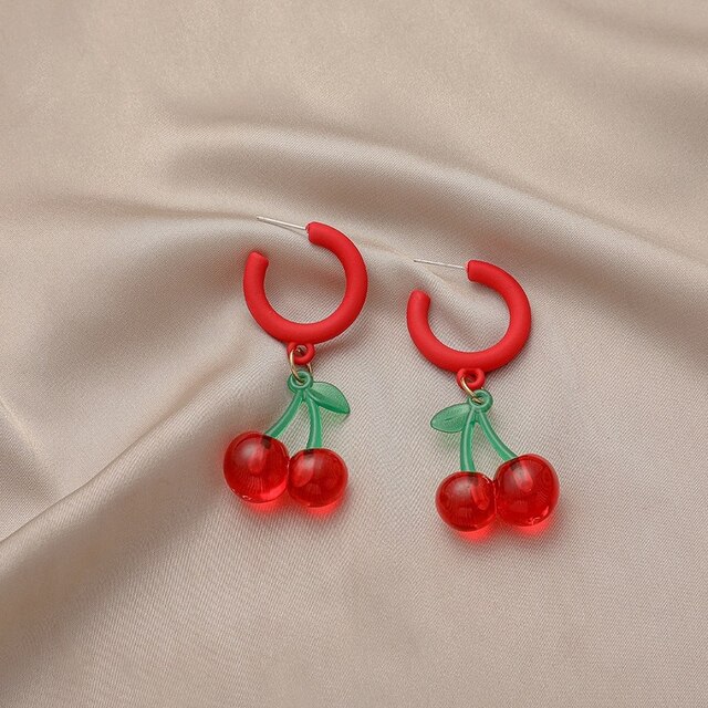 Kolczyki wiszące U-magical INS Fashion przezroczyste Arcylic Fruit Red Cherry dla kobiet w kształcie litery C - Wianko - 2