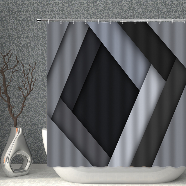 Zasłona prysznicowa geometryczna abstrakcyjny wzór kurtyna łazienkowa poliestrowa tkanina - Wianko - 3