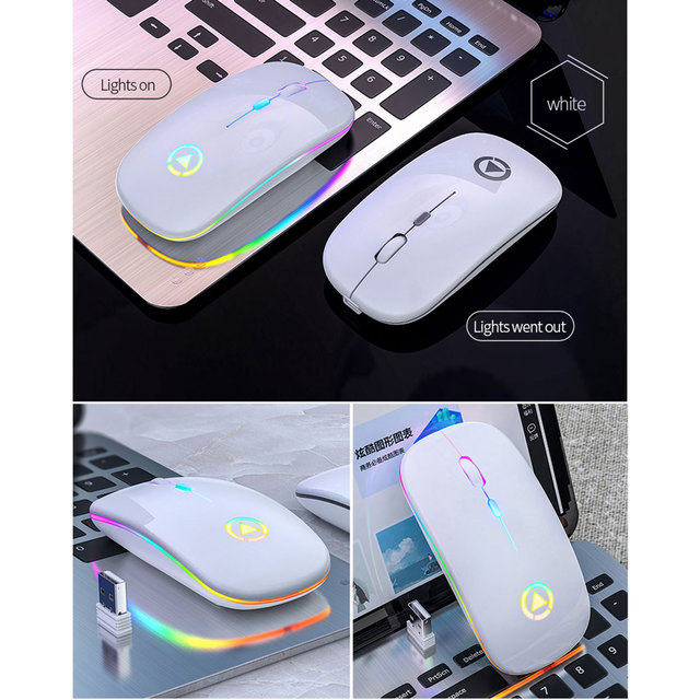 Bezprzewodowa mysz Bluetooth 2.4G ergonomiczna RGB - Mini mysz optyczna USB dla PC i laptopa - Wianko - 13