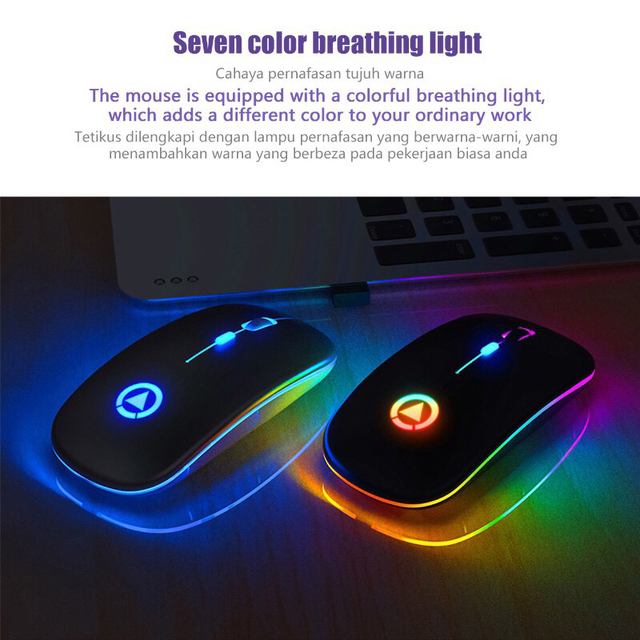 Bezprzewodowa mysz Bluetooth 2.4G ergonomiczna RGB - Mini mysz optyczna USB dla PC i laptopa - Wianko - 7