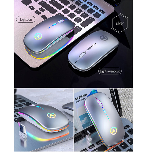 Bezprzewodowa mysz Bluetooth 2.4G ergonomiczna RGB - Mini mysz optyczna USB dla PC i laptopa - Wianko - 11