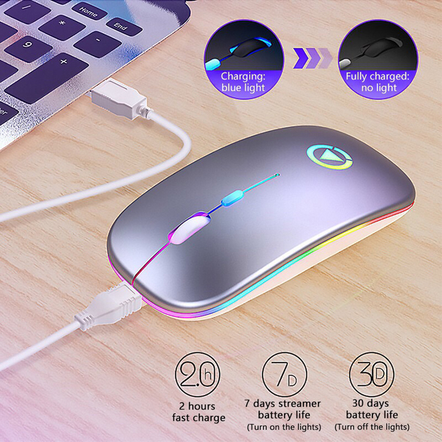 Bezprzewodowa mysz Bluetooth 2.4G ergonomiczna RGB - Mini mysz optyczna USB dla PC i laptopa - Wianko - 5