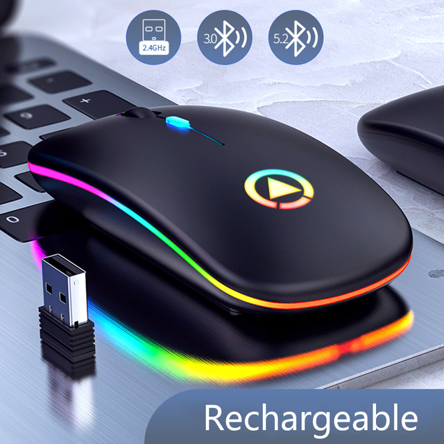 Bezprzewodowa mysz Bluetooth 2.4G ergonomiczna RGB - Mini mysz optyczna USB dla PC i laptopa - Wianko - 1