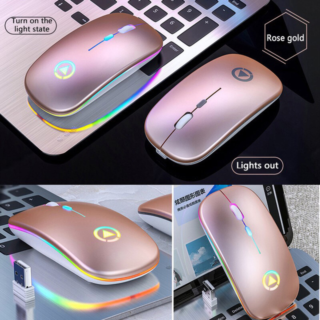 Bezprzewodowa mysz Bluetooth 2.4G ergonomiczna RGB - Mini mysz optyczna USB dla PC i laptopa - Wianko - 4