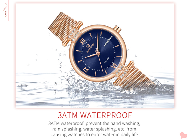 Modny zegarek damski NAVIFORCE Luxury Brand ze stalowym paskiem, skalą rzymską i diamentami - Wianko - 7