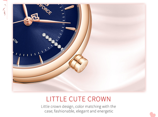 Modny zegarek damski NAVIFORCE Luxury Brand ze stalowym paskiem, skalą rzymską i diamentami - Wianko - 5