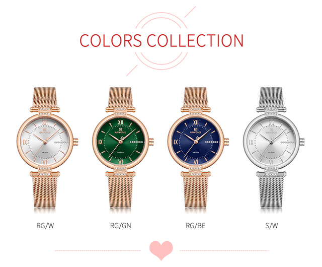 Modny zegarek damski NAVIFORCE Luxury Brand ze stalowym paskiem, skalą rzymską i diamentami - Wianko - 10