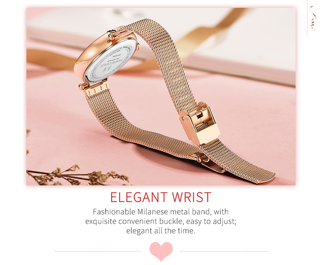 Modny zegarek damski NAVIFORCE Luxury Brand ze stalowym paskiem, skalą rzymską i diamentami - Wianko - 8