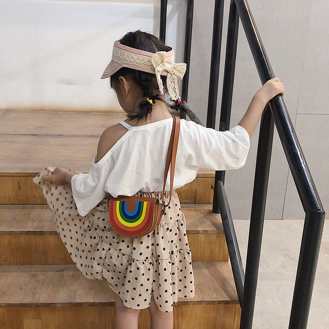 Torebka na ramię dla dzieci w stylu kreskówki z motywem tęczy, dziewczyna chłopiec torba Crossbody dla dzieci 1-5 lat, wykonana z PU skóry - Wianko - 6