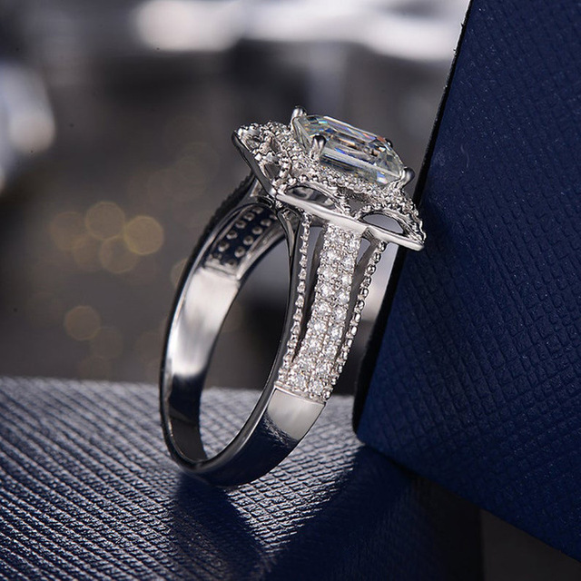Pierścień wkładka z cyrkonią - luksusowy i wykwintny dodatek na zaręczyny, wyjątkowy prezent dla kobiet w modzie i na imprezy - biżuteria hurtowa - Wianko - 5