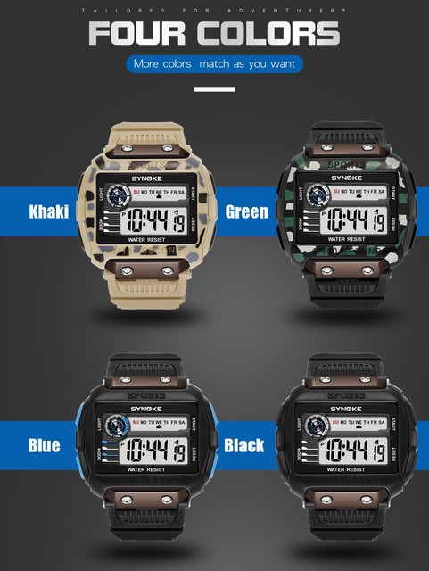 Męski zegarek SYNOKE G-Style Shock 50M z funkcją wodoodporności, cyfrowym wyświetlaczem LED i datą - Wianko - 5