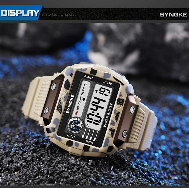 Męski zegarek SYNOKE G-Style Shock 50M z funkcją wodoodporności, cyfrowym wyświetlaczem LED i datą - Wianko - 12