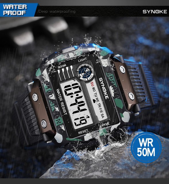 Męski zegarek SYNOKE G-Style Shock 50M z funkcją wodoodporności, cyfrowym wyświetlaczem LED i datą - Wianko - 6