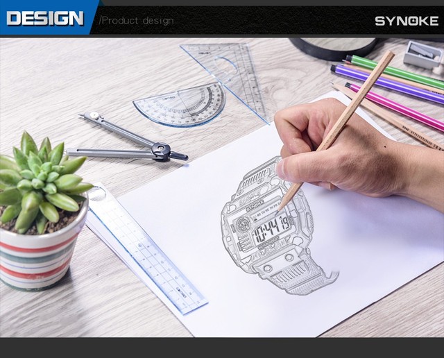 Męski zegarek SYNOKE G-Style Shock 50M z funkcją wodoodporności, cyfrowym wyświetlaczem LED i datą - Wianko - 4