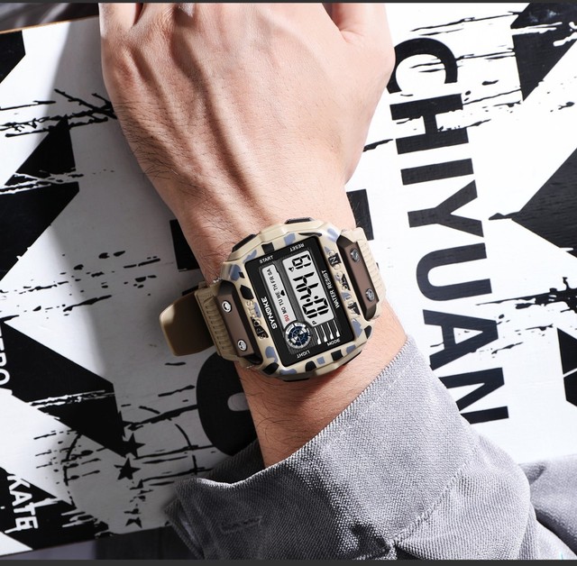 Męski zegarek SYNOKE G-Style Shock 50M z funkcją wodoodporności, cyfrowym wyświetlaczem LED i datą - Wianko - 16
