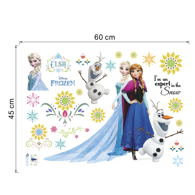 Naklejki ścienne Disney Mrożone księżniczki - 45x60cm - Dekoracja wnętrz dziecięcych - Motywy z Elsą i Olafem - Sztuka DIY z PVC - Tapeta ścieralna - Wianko - 1