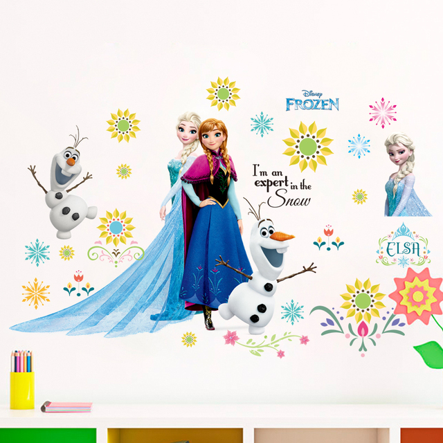 Naklejki ścienne Disney Mrożone księżniczki - 45x60cm - Dekoracja wnętrz dziecięcych - Motywy z Elsą i Olafem - Sztuka DIY z PVC - Tapeta ścieralna - Wianko - 5