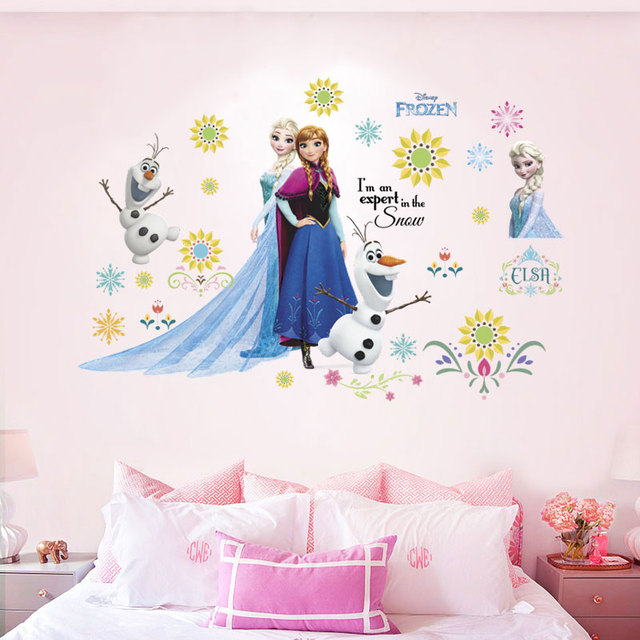 Naklejki ścienne Disney Mrożone księżniczki - 45x60cm - Dekoracja wnętrz dziecięcych - Motywy z Elsą i Olafem - Sztuka DIY z PVC - Tapeta ścieralna - Wianko - 3