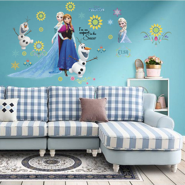 Naklejki ścienne Disney Mrożone księżniczki - 45x60cm - Dekoracja wnętrz dziecięcych - Motywy z Elsą i Olafem - Sztuka DIY z PVC - Tapeta ścieralna - Wianko - 6