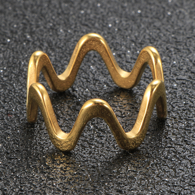 Pierścień minimalistyczny z geometryczną falą, stal nierdzewna - Wianko - 10
