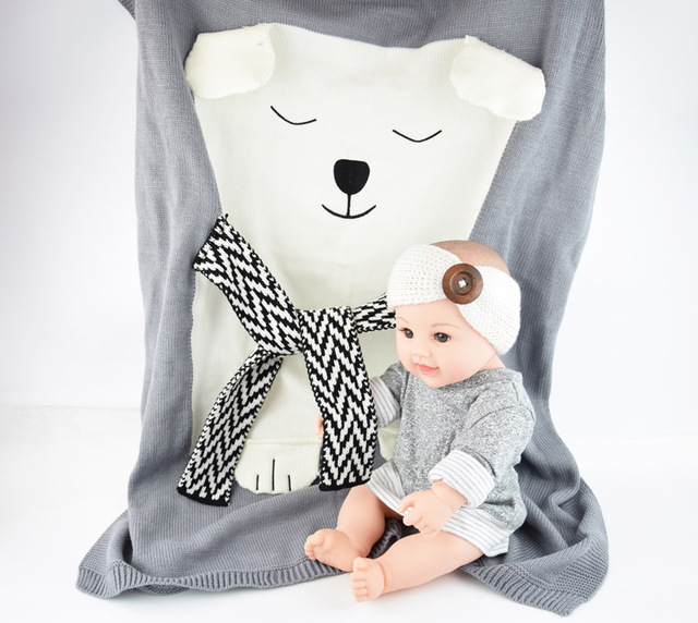 Dziecięcy koc bawełniany 3D ze wzorem niedźwiedzia i lisa, ciepły i miękki, idealny na łóżko, wózek lub jako rekwizyt fotograficzny dla niemowląt - Wianko - 18