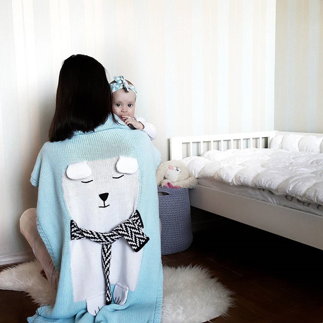 Dziecięcy koc bawełniany 3D ze wzorem niedźwiedzia i lisa, ciepły i miękki, idealny na łóżko, wózek lub jako rekwizyt fotograficzny dla niemowląt - Wianko - 8