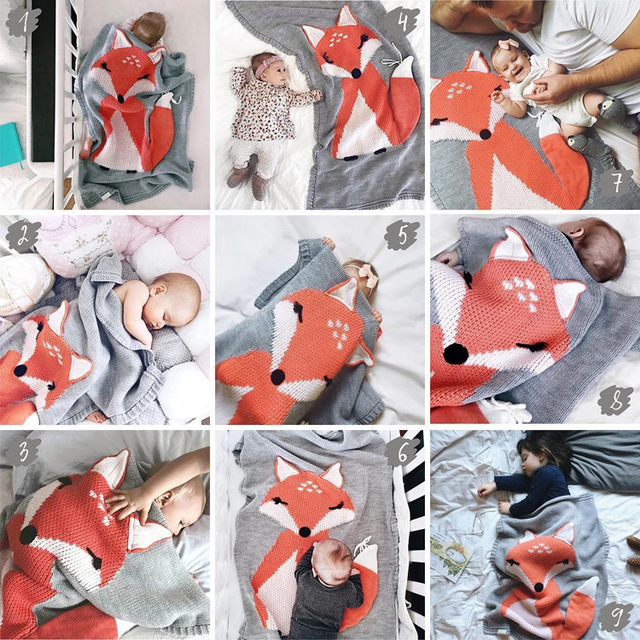 Dziecięcy koc bawełniany 3D ze wzorem niedźwiedzia i lisa, ciepły i miękki, idealny na łóżko, wózek lub jako rekwizyt fotograficzny dla niemowląt - Wianko - 23