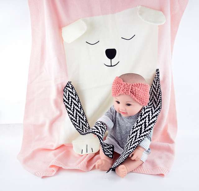 Dziecięcy koc bawełniany 3D ze wzorem niedźwiedzia i lisa, ciepły i miękki, idealny na łóżko, wózek lub jako rekwizyt fotograficzny dla niemowląt - Wianko - 20