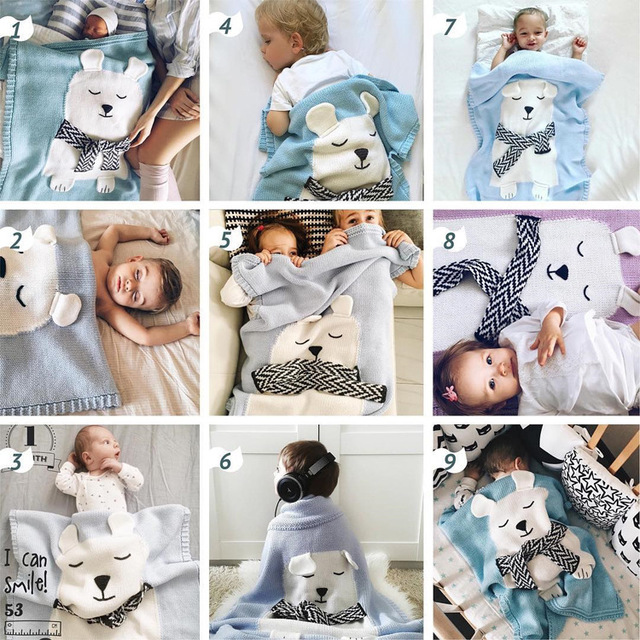 Dziecięcy koc bawełniany 3D ze wzorem niedźwiedzia i lisa, ciepły i miękki, idealny na łóżko, wózek lub jako rekwizyt fotograficzny dla niemowląt - Wianko - 9