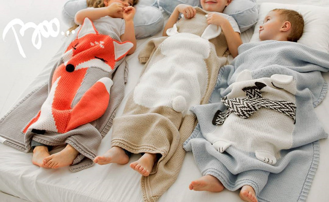 Dziecięcy koc bawełniany 3D ze wzorem niedźwiedzia i lisa, ciepły i miękki, idealny na łóżko, wózek lub jako rekwizyt fotograficzny dla niemowląt - Wianko - 5