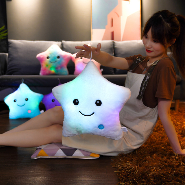 Kreatywna poduszka z luminoforowymi kolorowymi gwiazdkami i sercem, 40cm, LED, miękka, dla dzieci dziewczyn - Wianko - 37