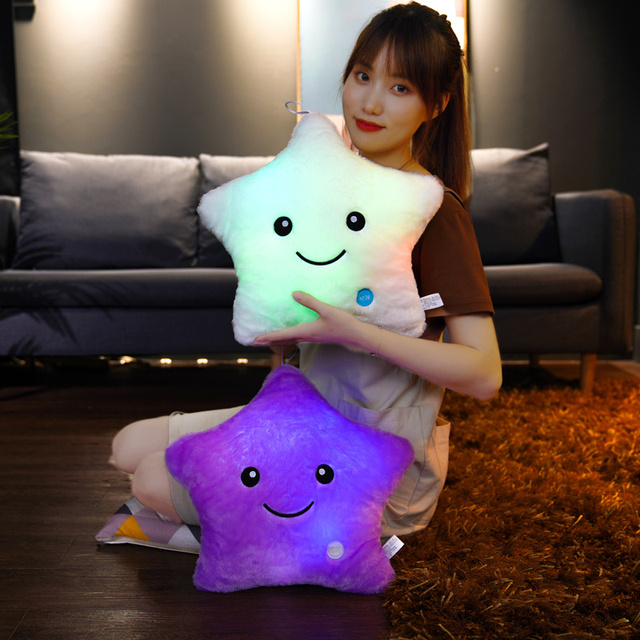 Kreatywna poduszka z luminoforowymi kolorowymi gwiazdkami i sercem, 40cm, LED, miękka, dla dzieci dziewczyn - Wianko - 36