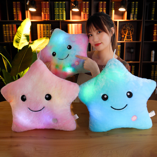 Kreatywna poduszka z luminoforowymi kolorowymi gwiazdkami i sercem, 40cm, LED, miękka, dla dzieci dziewczyn - Wianko - 41