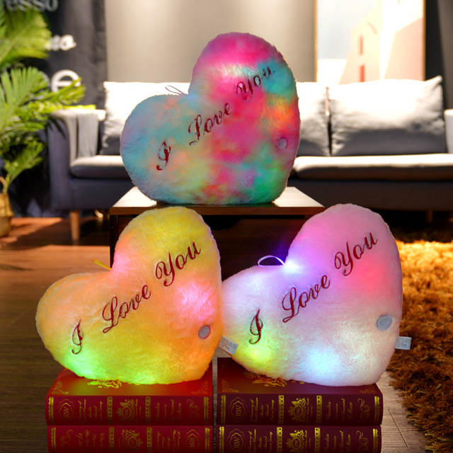 Kreatywna poduszka z luminoforowymi kolorowymi gwiazdkami i sercem, 40cm, LED, miękka, dla dzieci dziewczyn - Wianko - 2
